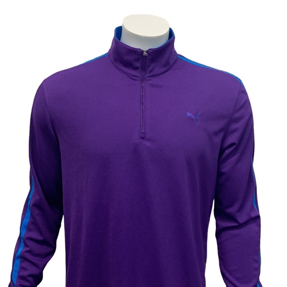 Puma Dry Cell Purple Blue Subdued 1/4 Zip Pullover Golf Jacket Size Medium VGC - Picture 5 of 12